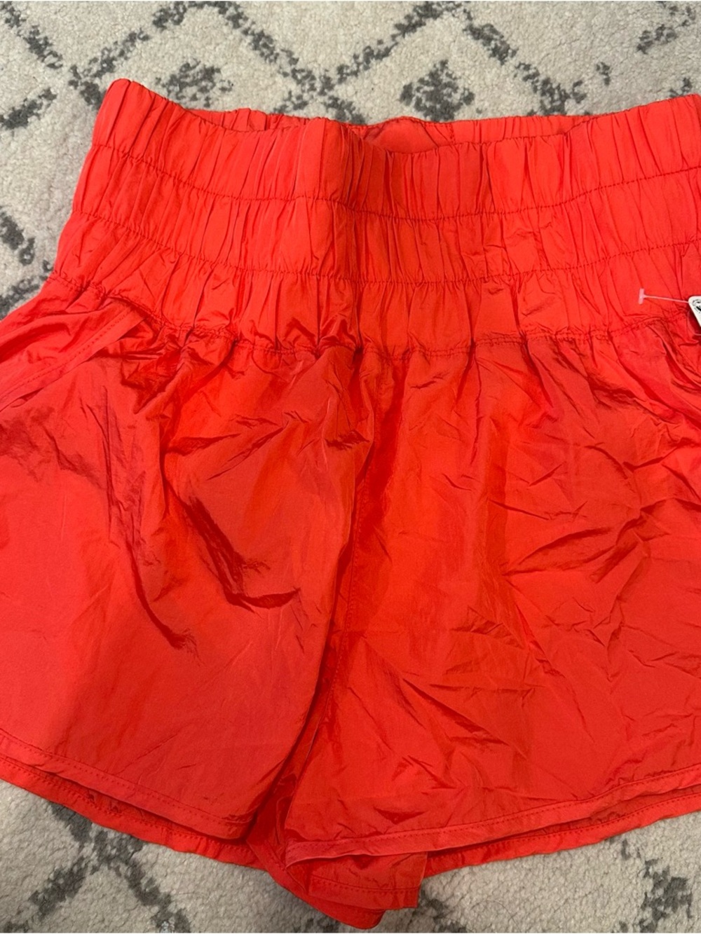 NEW Free People Movement Women's Red Elastic-Waist Shorts. Size Large